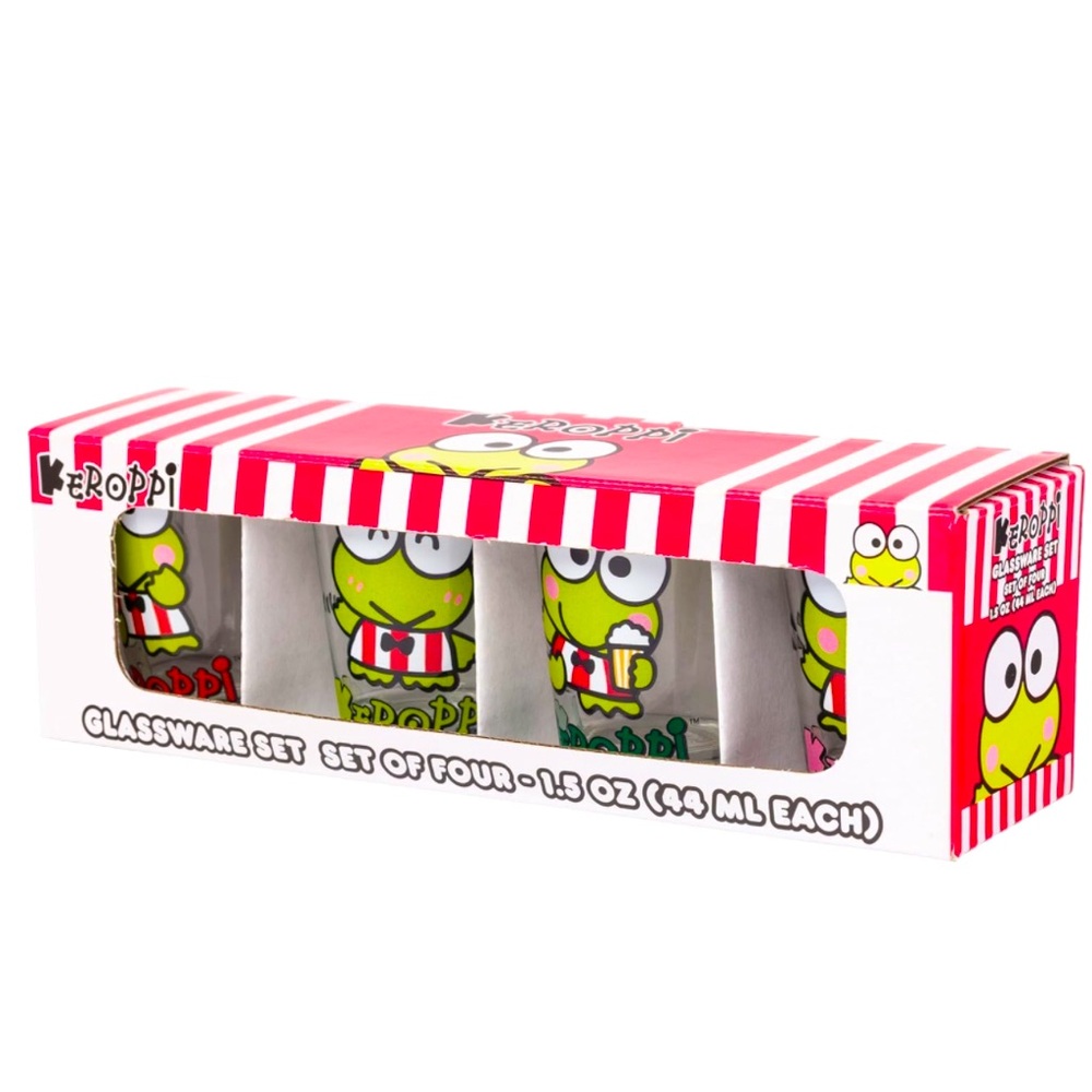 🐸Silver Buffalo Sanrio Hello Kitty & Friends Keroppi 4 shot Glass Set 1.5oz New